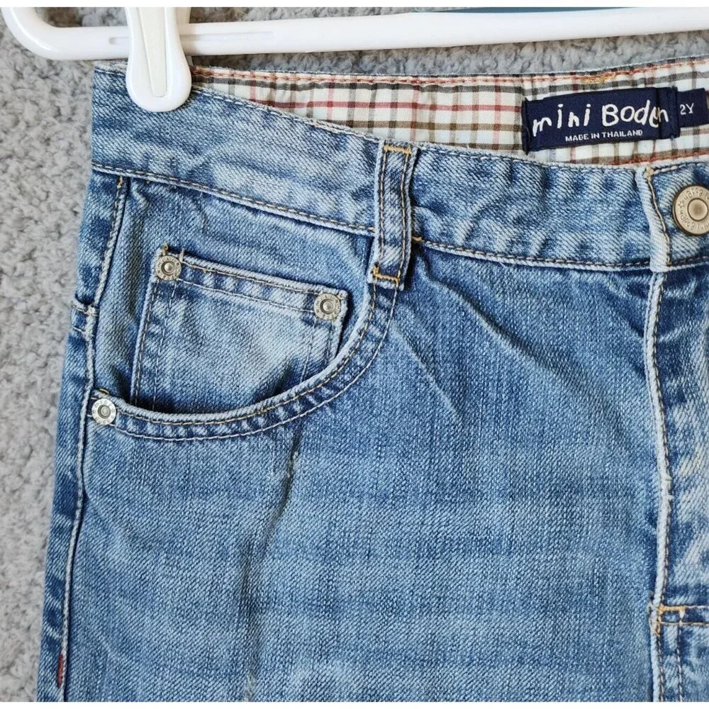 Mini Boden Blue Denim‎ Stretch Waist Jeans Youth Size 2Y 100% Cotton